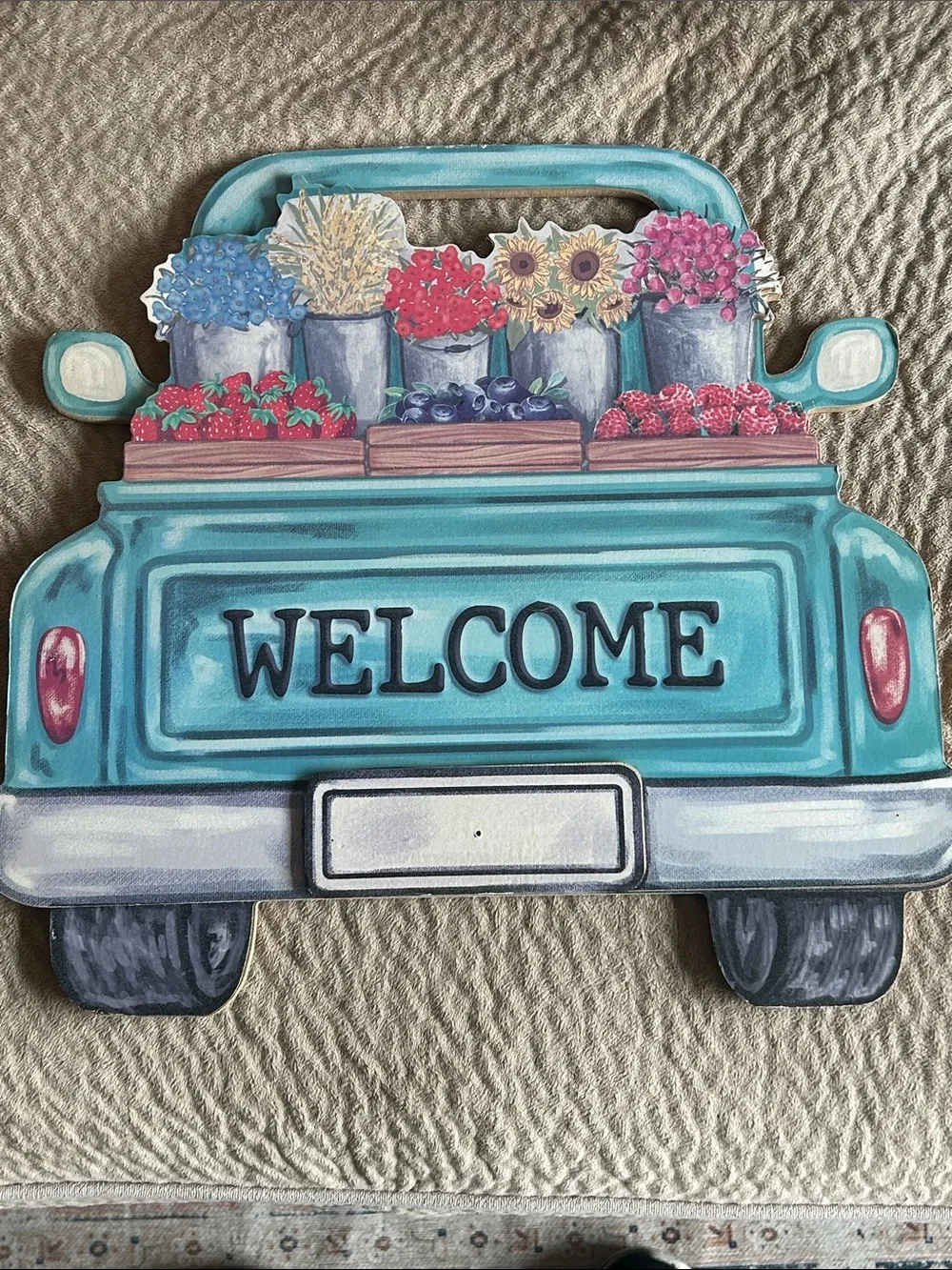 Welcome Floral Truck Wall Accent - Teal used